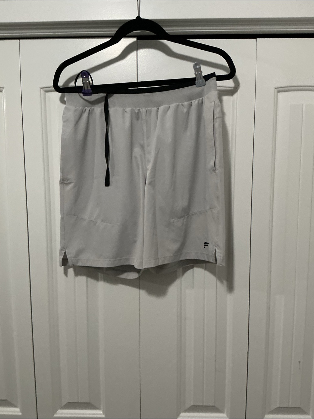 Fabletics Men's Light Gray Fundamental II Athletic Shorts with Liner